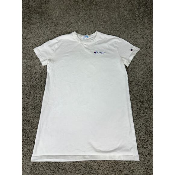 Champion Shirt Mens Medium White Signature Logo Tall Tee Short Sleeve Casual - Picture 2 of 12